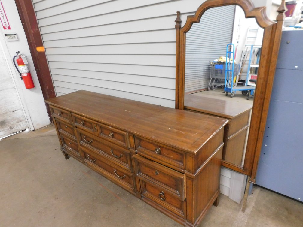 Heritage Dresser with Mirror 74" x 19" x 31"