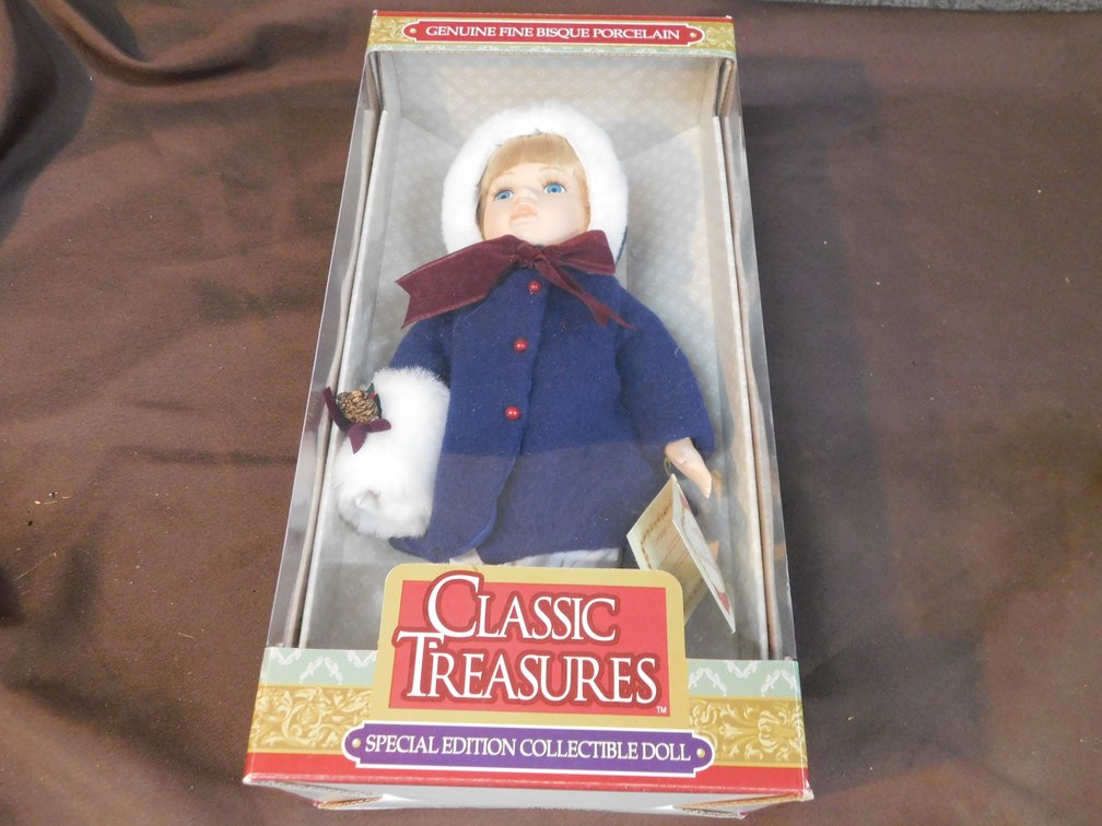 Classic Treasures Genuine Fine Bisque Porcelain Doll Collectible 12" T, New