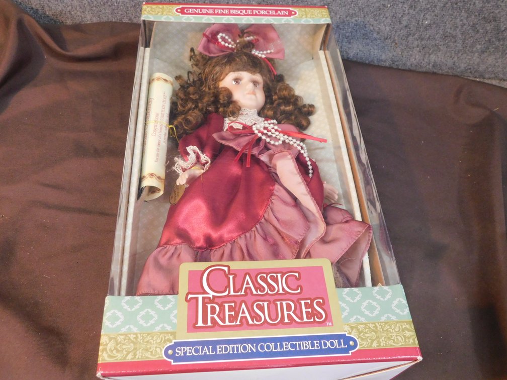 Classic Treasures Genuine Fine Bisque Porcelain Doll Collectible 16" T, New