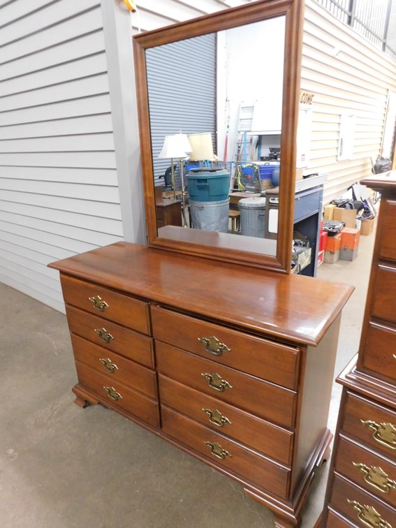 Cherry House Six Drawer Dresser with Mirror 50" x 18" x 32 1/2" T