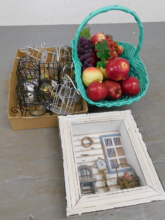 Blue Tote with Assorted Household Items