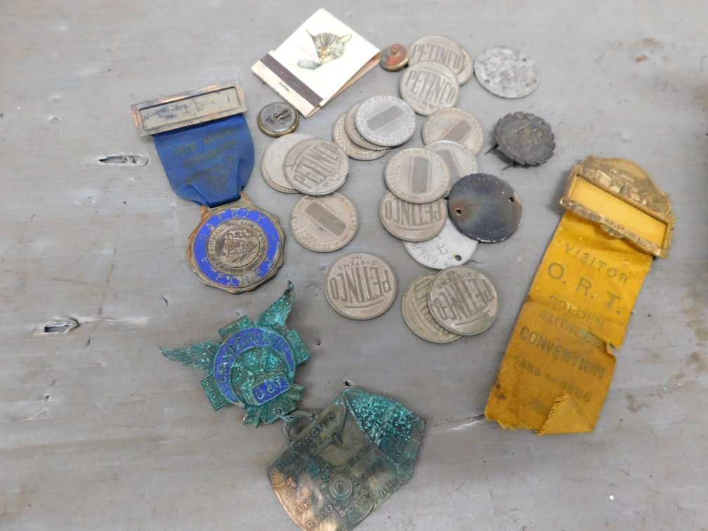 Vintage Safety Awards, Tokens in Metal Box
