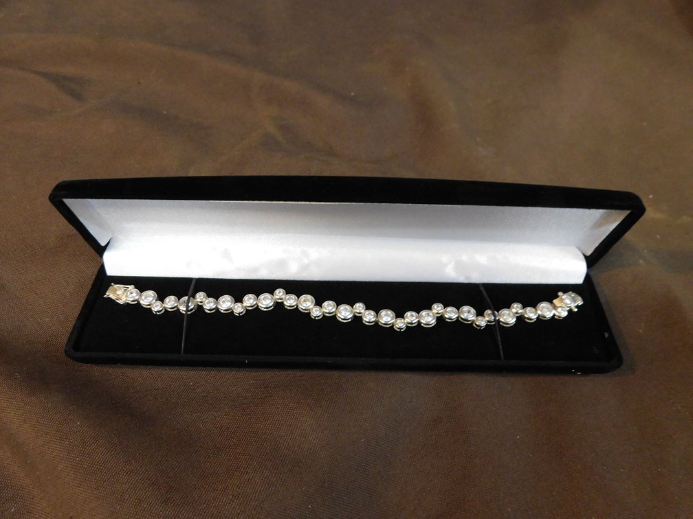 "New", Sterling Silver & C.Z.'s Tennis Bracelet, Boxed