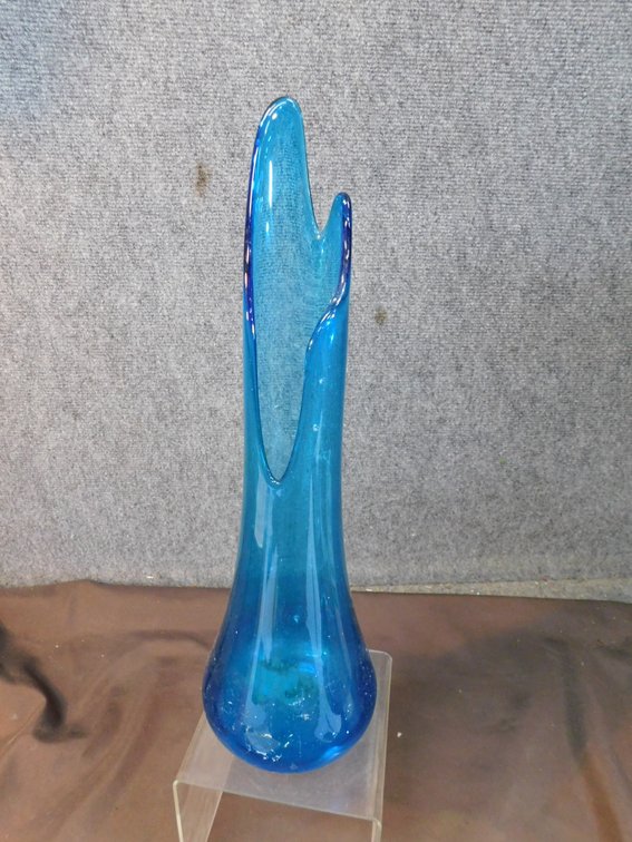 Swung Blue Glass Vase 17 1/2" T