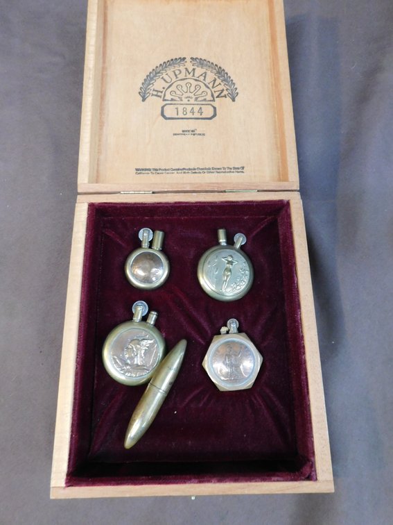 Vintage WWI Era French Trench Art Brass Lighters