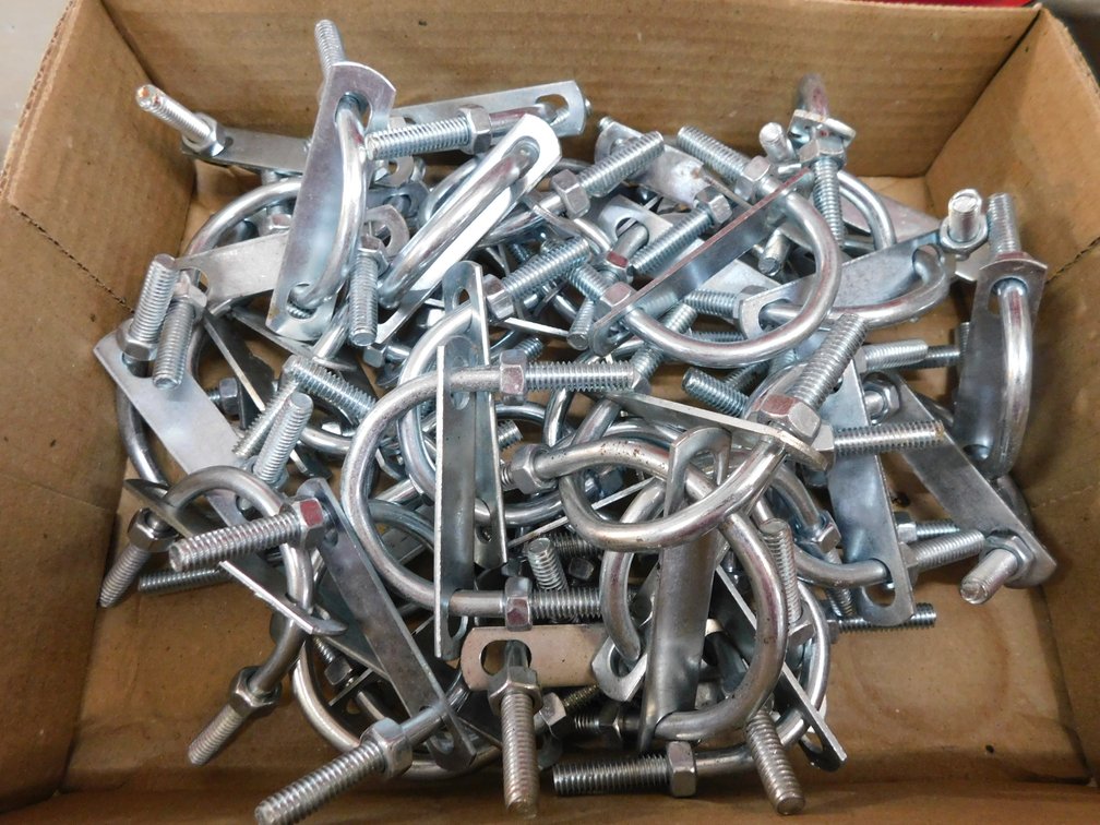 Assorted size U bolts in flat