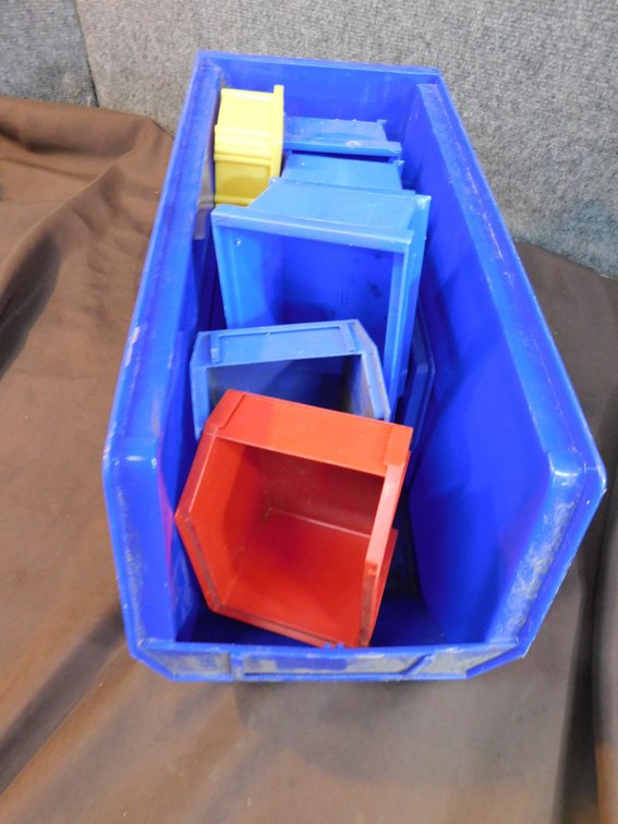 Assorted plastic hardware container