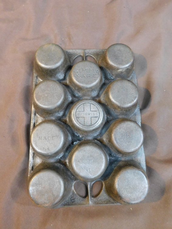 Cast Iron muffin pan marked Griswald and Wagnerware