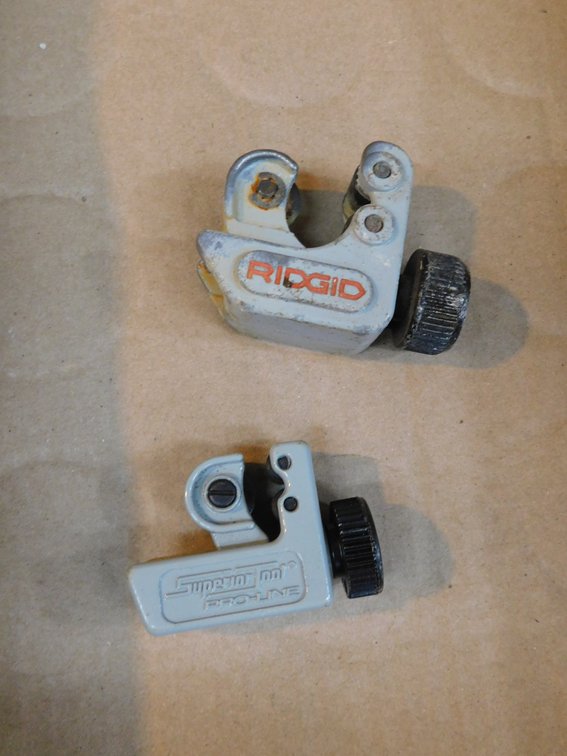 Ridgid tubing cutter and Superior Tool Tubing cutter