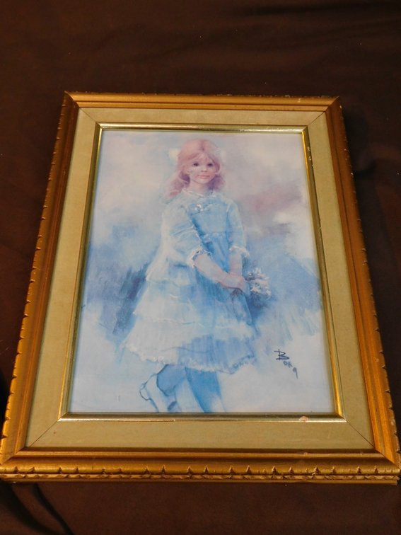 Framed Picture of Young Girl 12 1/2" x 15 1/2"