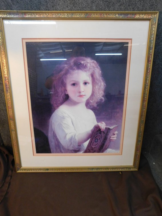 Framed Young Girl Picture 27" x 31"