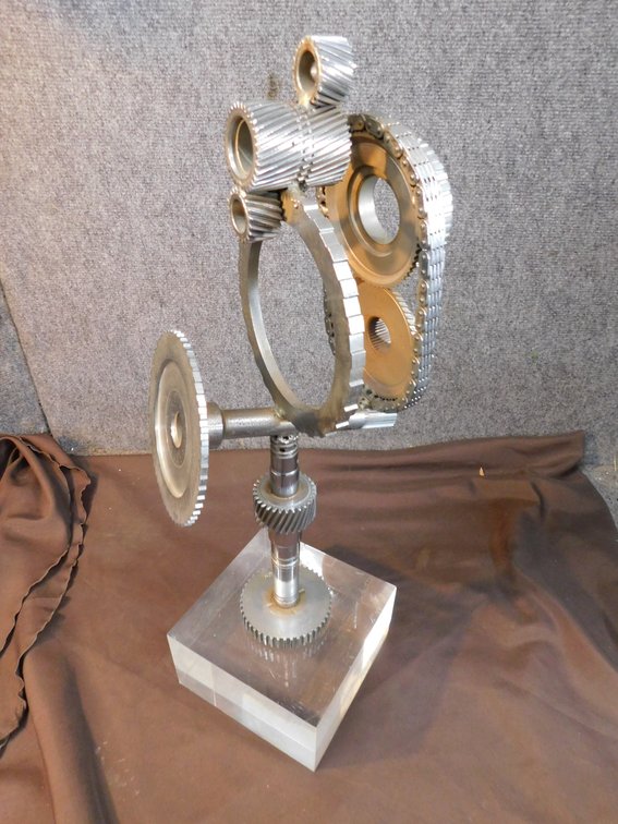 Mechanical Sculpture with Acrylic Base 24" T