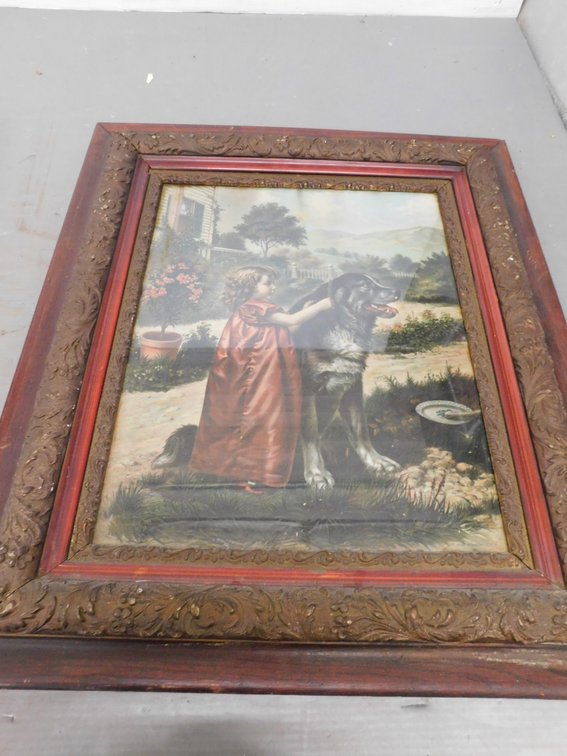 "Hero's Morning" Antique Framed Artwork 25" x 29"