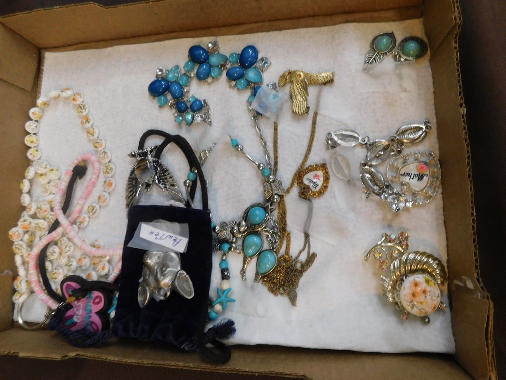 Lot of Assorted Costume Jewelry Items, One Pewter Dog