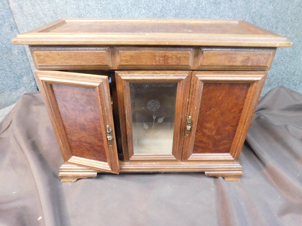 Musical Jewelry Box with Assorted Costume Jewelry 16" x 6 1/2" x 12 1/2"