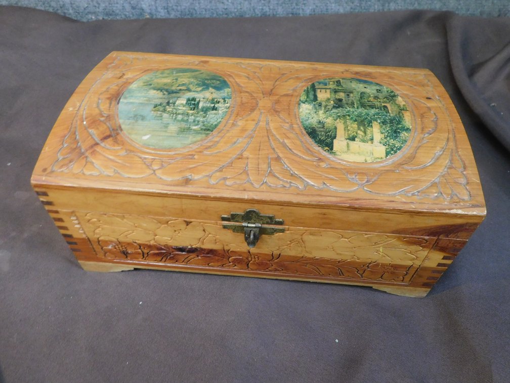Carved Jewelry Box 10 3/4" x 6 1/4" x 4 1/4"