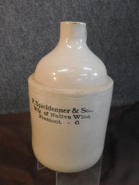 Vintage P. Spieldenner & Son Fremont O Stone Shoulder Jug 11 1/2" T