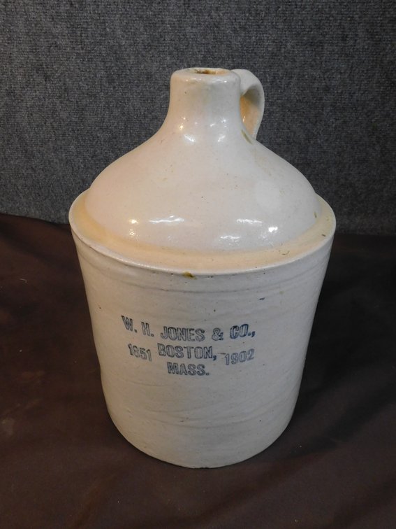Vintage W. H. Jones & Co. Boston Mass Stone Shoulder Jug 13" T