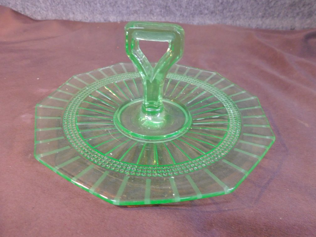 Vintage Green Uranium Glass Tidbit Tray