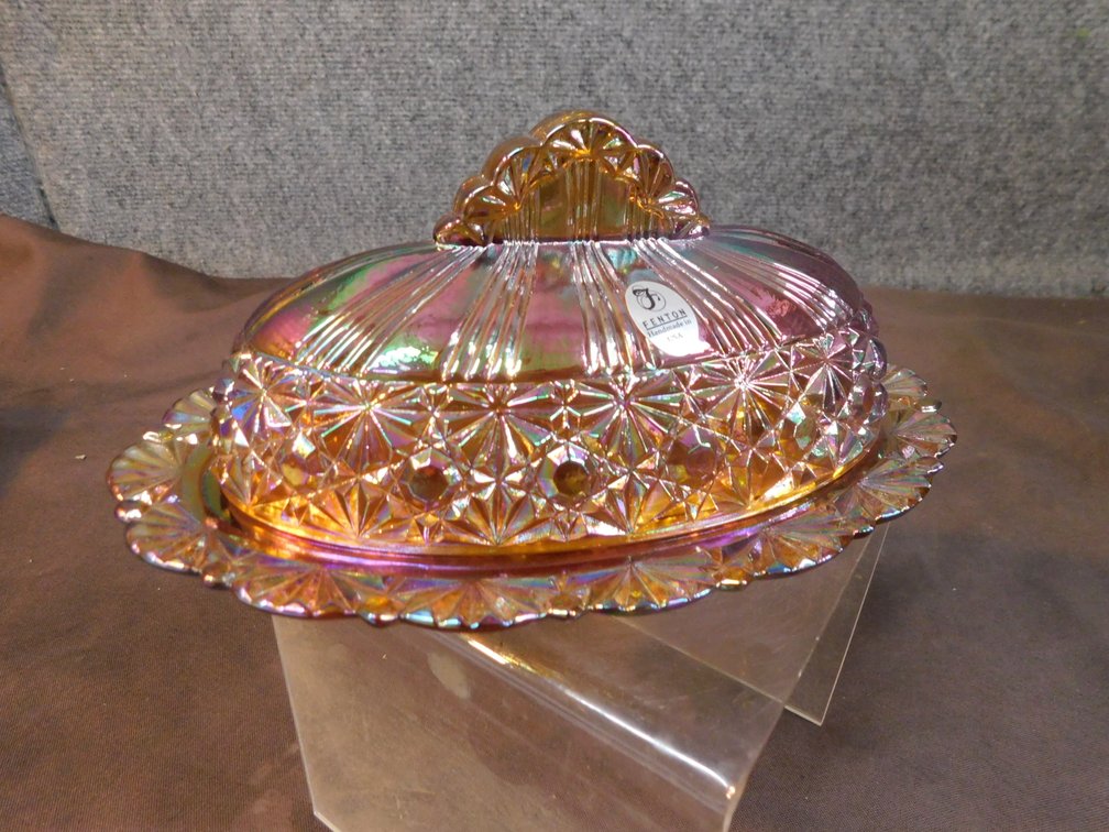 Vintage Fenton Carnival Glass Butter Dish