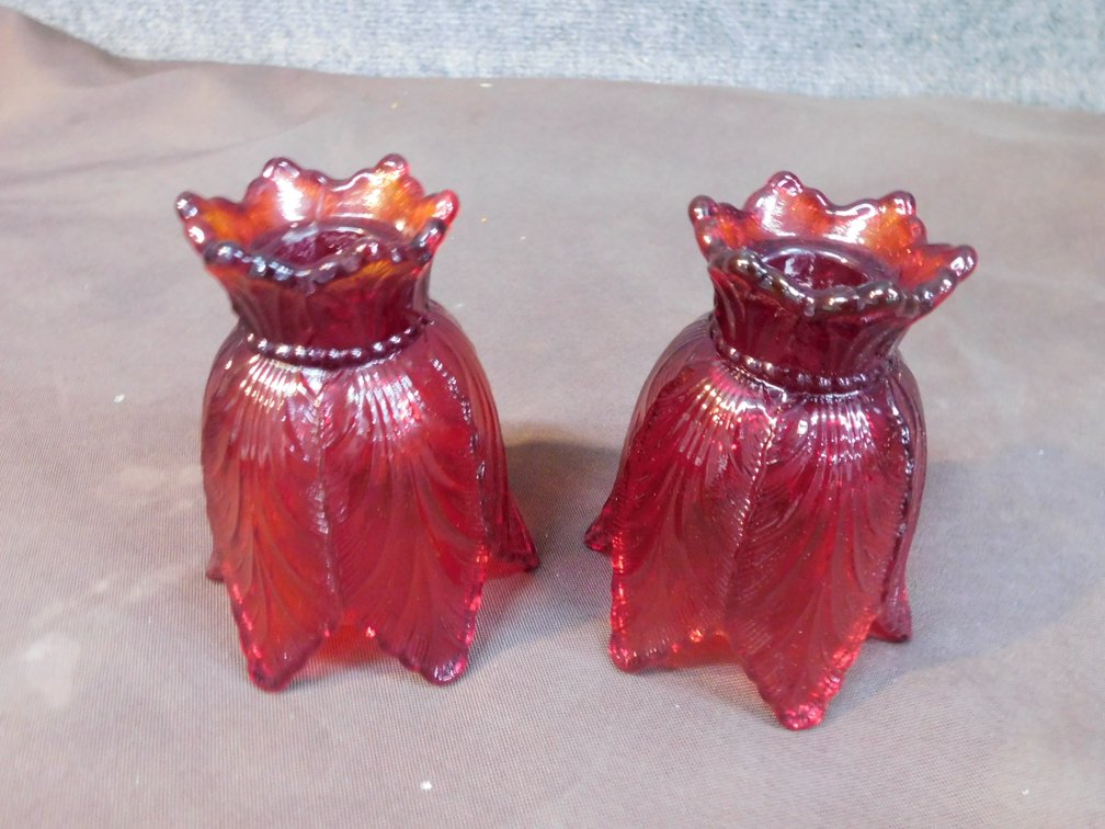 Vintage Fenton Art Glass Ruby Red Tulip Votive Candle Holder 4" T
