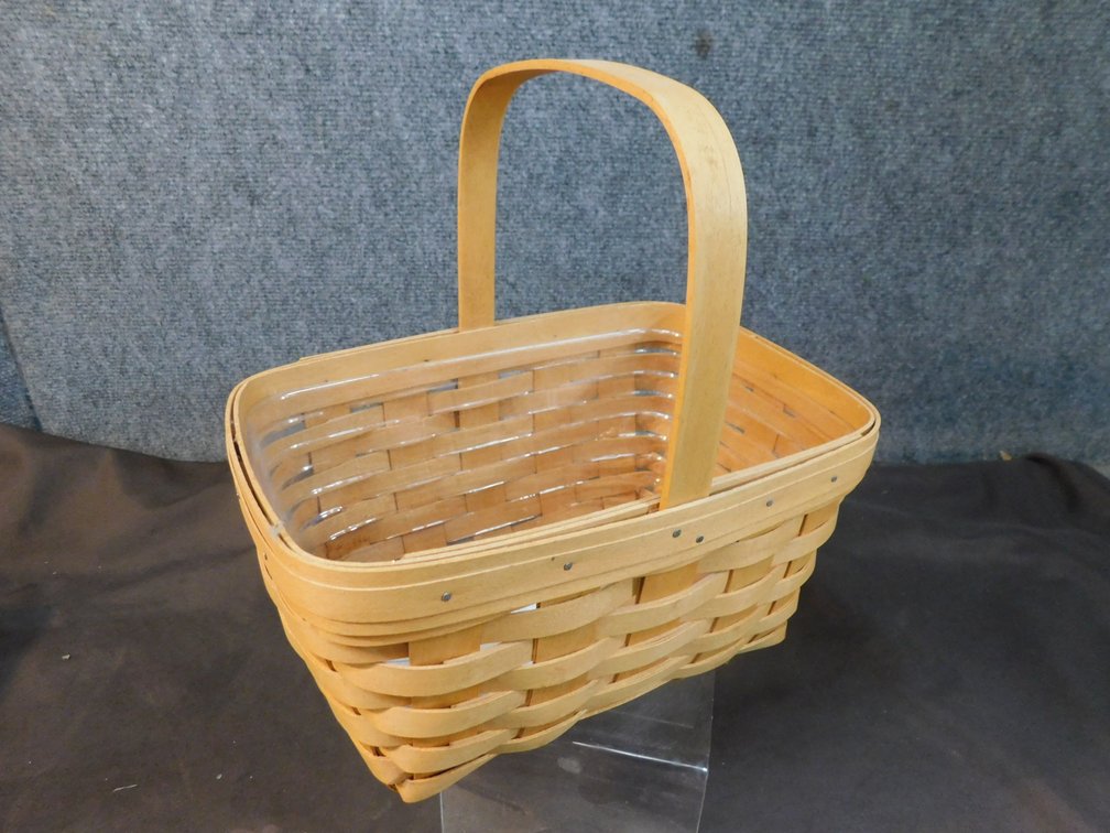 2007 Longaberger Basket with Protector 10 1/2" x 7 1/2" x 5 1/2" with Stationary Handle