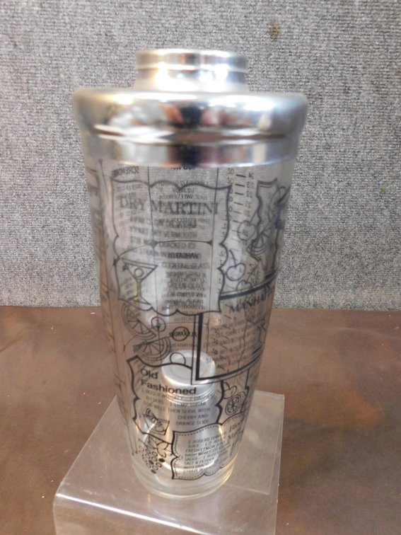 Mid Century Glass Cocktail Recipe Shaker 24oz