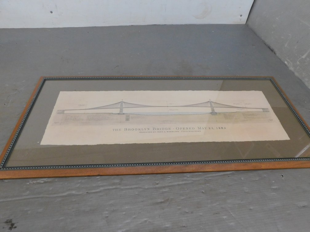 Framed The Brooklyn Bridge Engineering Reproduction Print 18" x 41