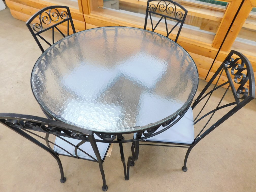 Glass Top Patio Table 42" x 30" with Four Chairs
