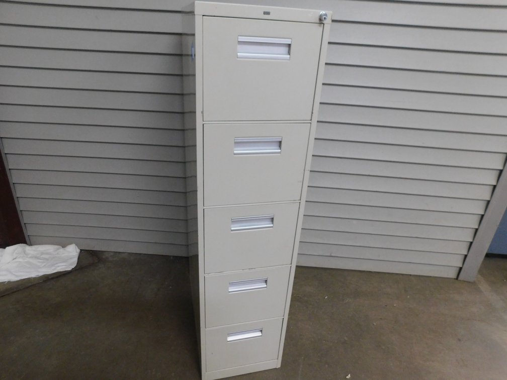 Five Drawer Metal File Cabinet with Lock and Key 15" x 28 1/2" x 66"