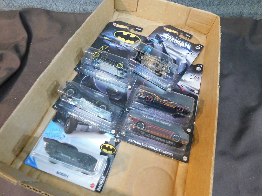 Six Hot Wheels Batman Die Cast Vehicles, NOS