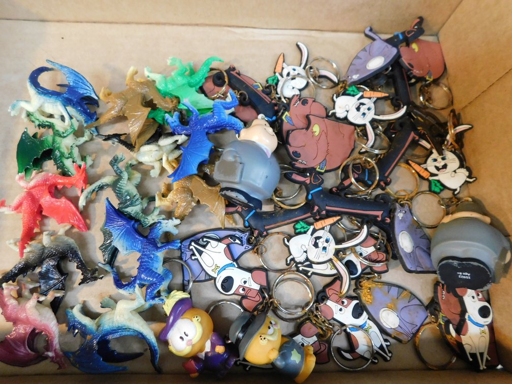Assorted Keychains, Plastic Dragons