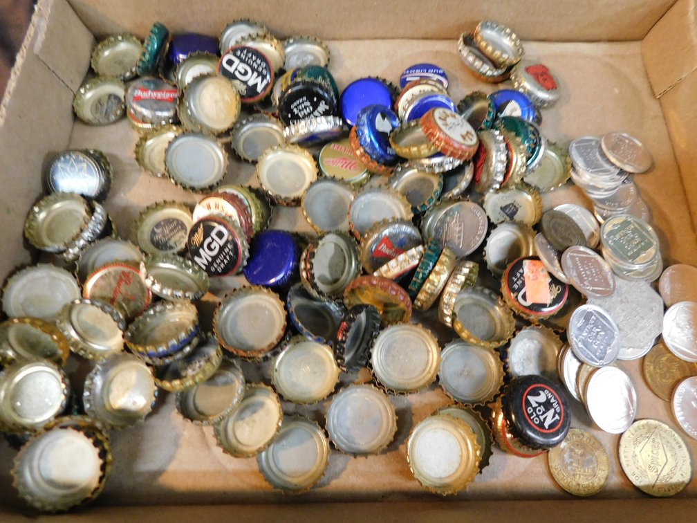 Lot of Assorted Bottle Caps, Tokens