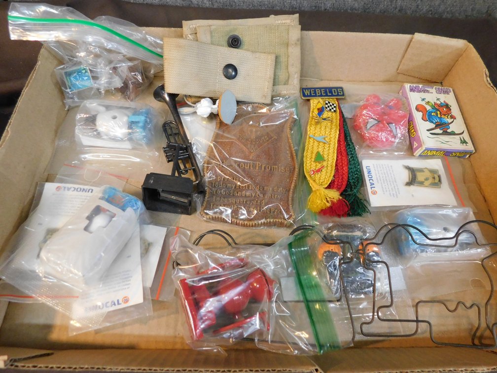 Boy Scout Memorabilia, Cards, Happy Feet Figurines, Pins, etc.