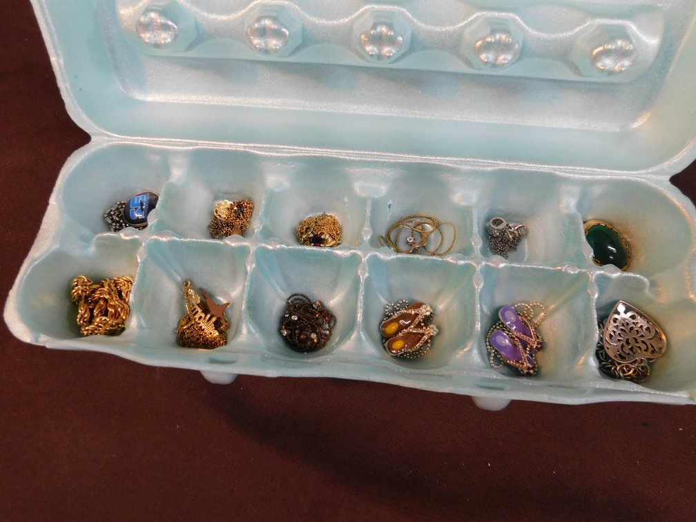 Costume Jewelry in Egg Carton