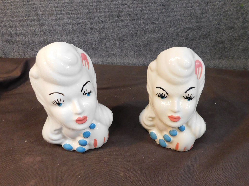 Two Lady Head Vases