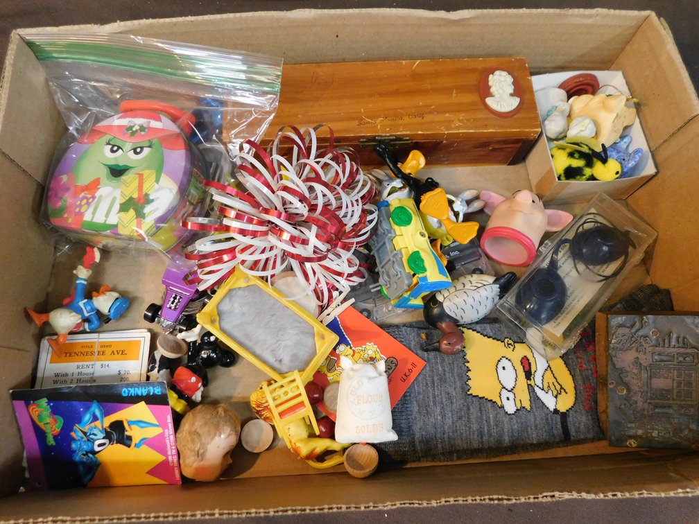 Happy Meal Toys, Jewelry Box, Die Cast Cars, Simpson Socks, Plastic Animals etc.