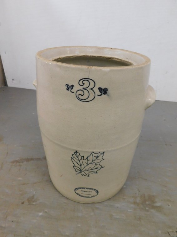 Crock Marked "3" with Crack 13"