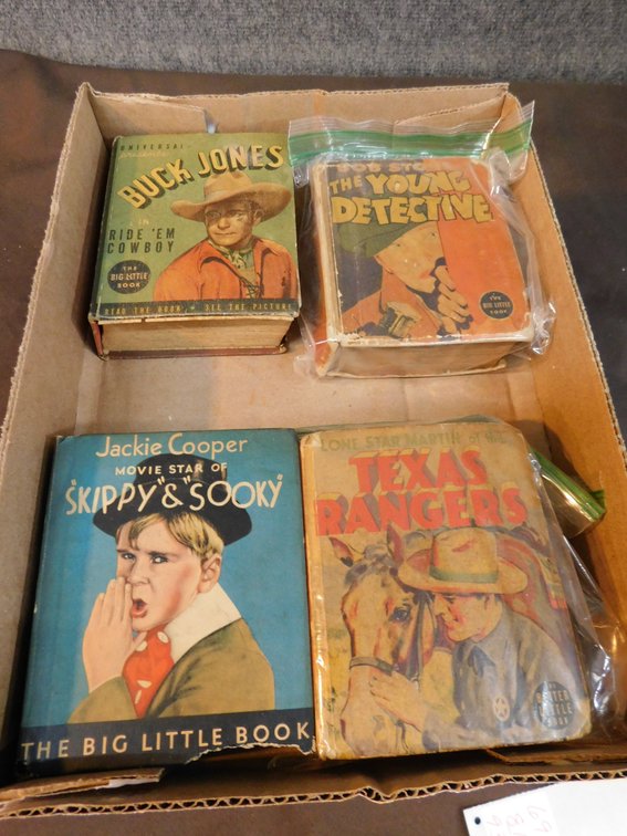 Four Vintage Little Big Books, Buck Jones, Skippy & Sooky, Texas Rangers, The Young Detective