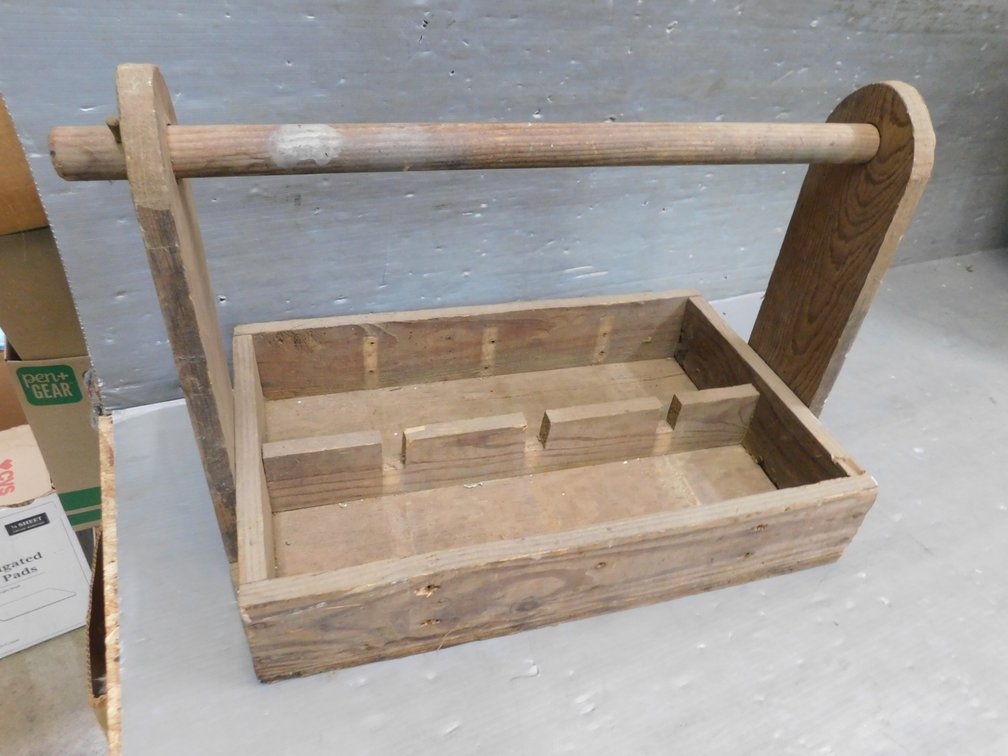 13" x 21" x 16" T Primitive Wood Tool Box