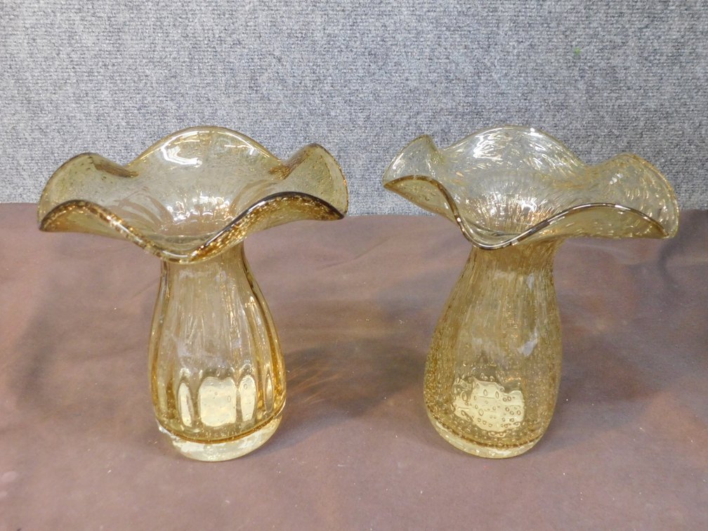 Two Art Glass Vases 7 3/4" T