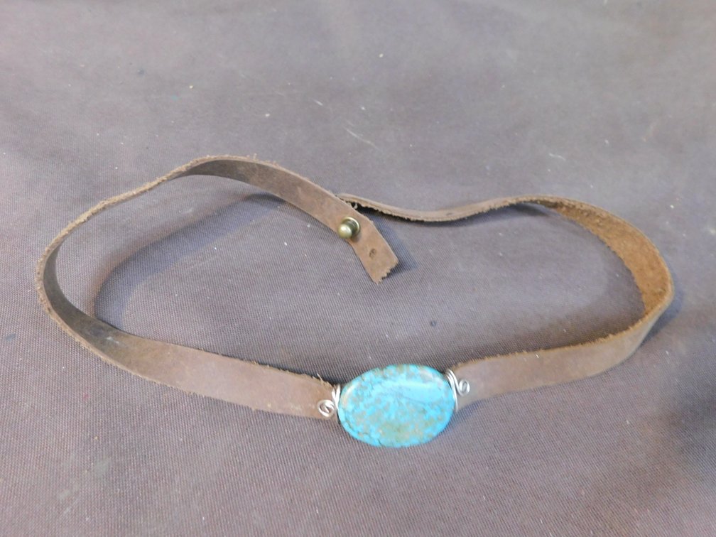 Torquise Choker with Leather Band