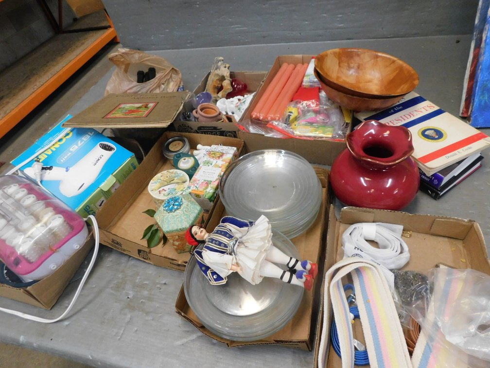 Sterilite Tote with Assorted Household Items etc.