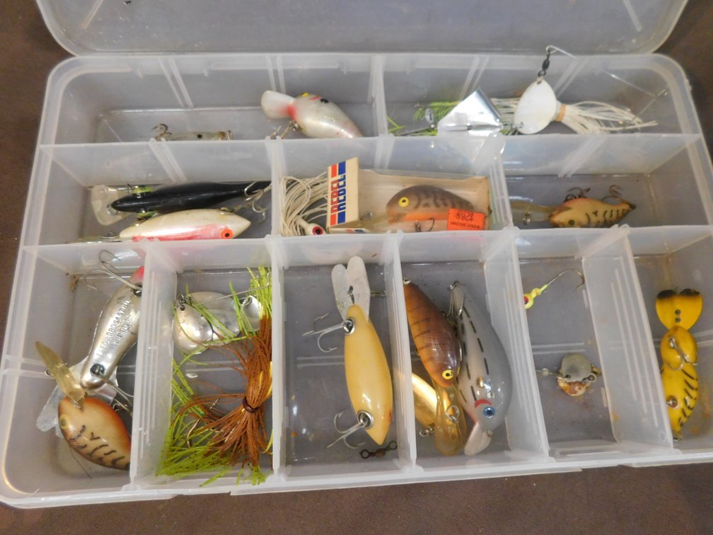 Divided Plastic Box with Assorted Fishing Lures 9" x 14"