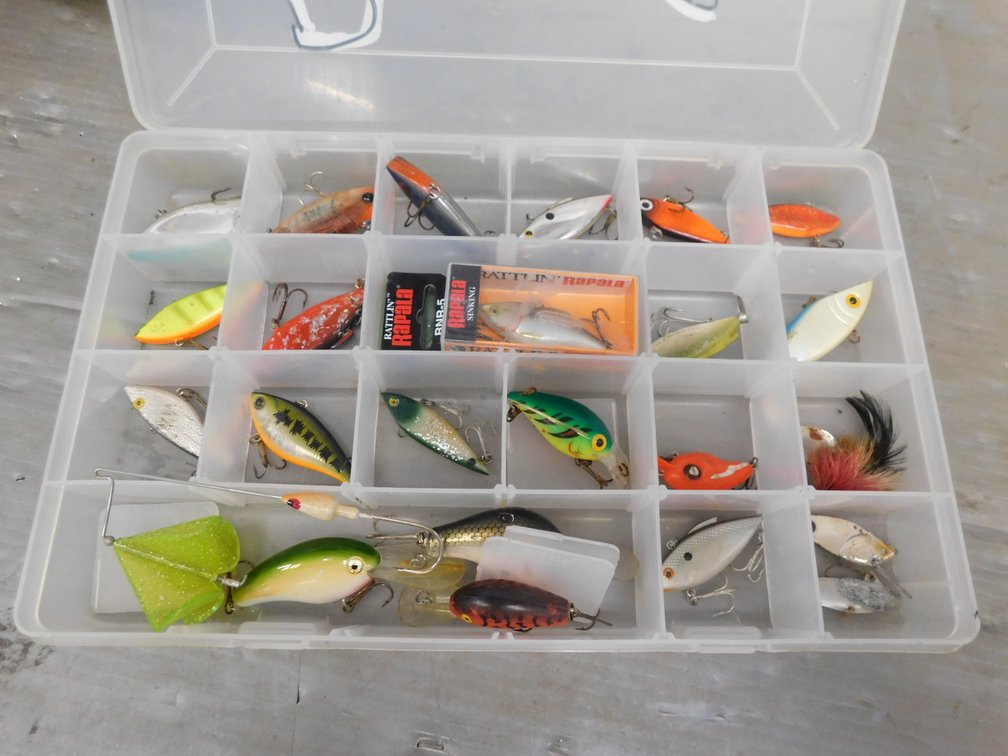 Plano Divided Plastic Box with Assorted Fishing Lures 9" x 14"