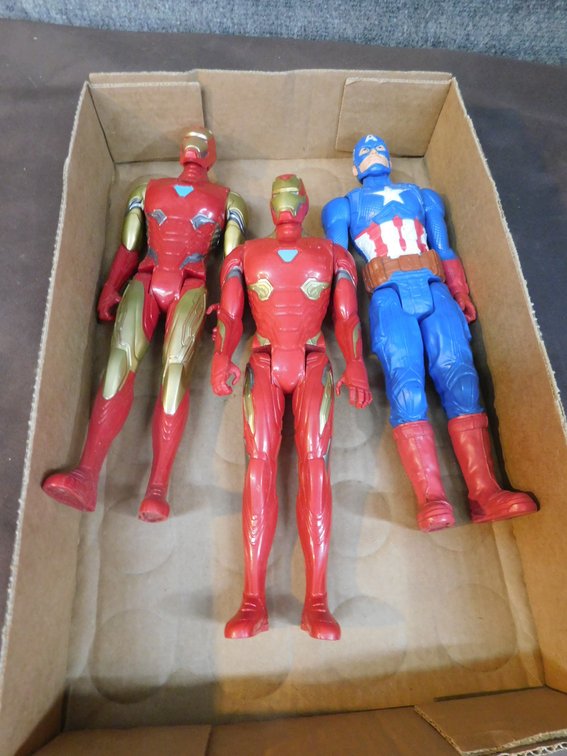 Two Iron Man Action Figures, Captain America Action Figure