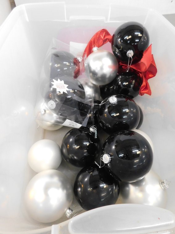 Tote With Assorted Christmas Ornaments
