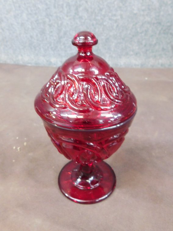 Viking Ruby Red Glass Covered Candy Dish
