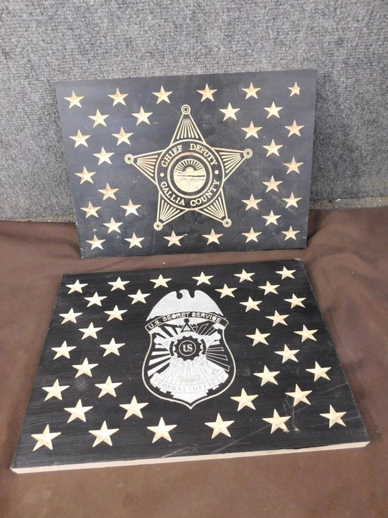 Two Engraved Wall Hangings 10 1/2" x 14 1/2"
