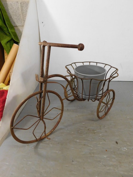 Metal Tricycle Flower Pot Holder 28" L x 19" T